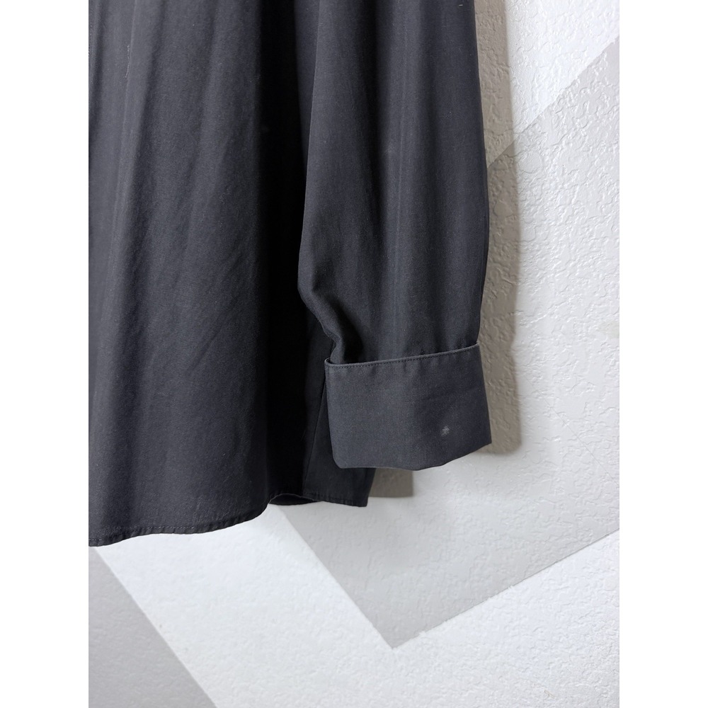 Stacy Adams Mens Dress Shirt 17 34/35 Black French Cuff Hidden Button Formal - Picture 5 of 11